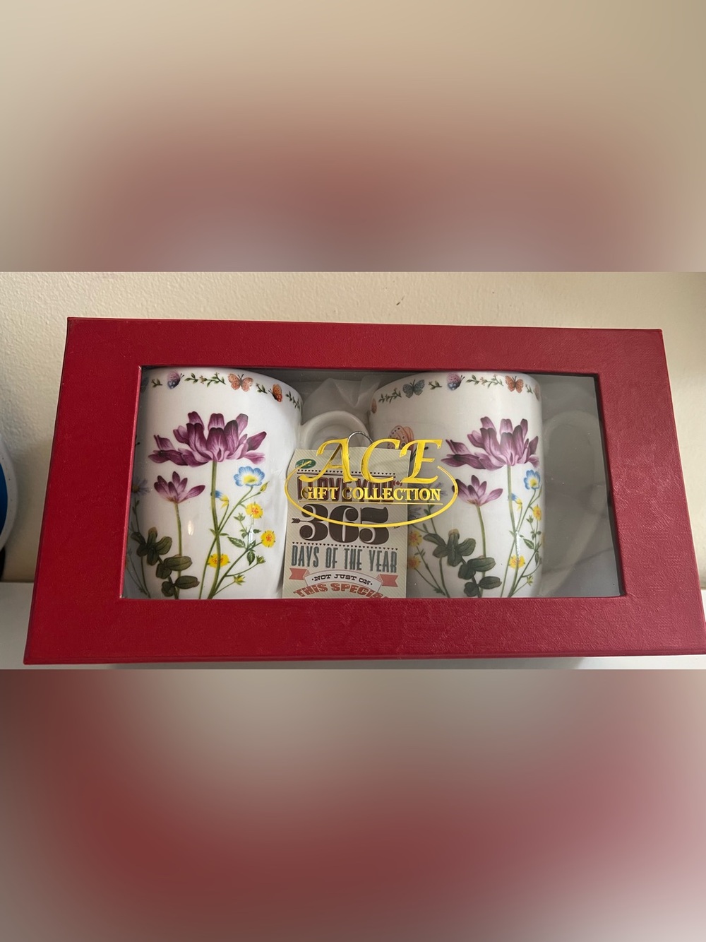 ACE Gift Collection Floral Mug Set - Purple & White